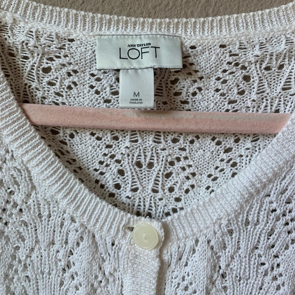 LOFT White button down cardigan. Size M. - Picture 3 of 8